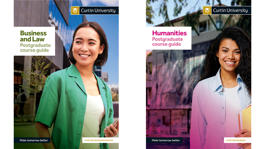 Covers of Postgraduate guides with students for each faculty